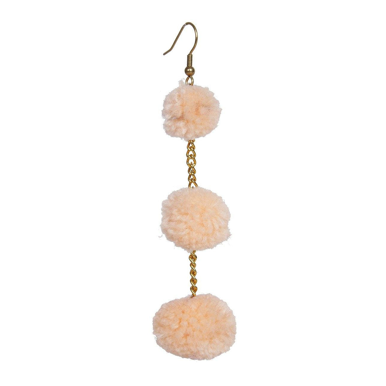 Pom Pom Brass Chain Earrings - Thailand