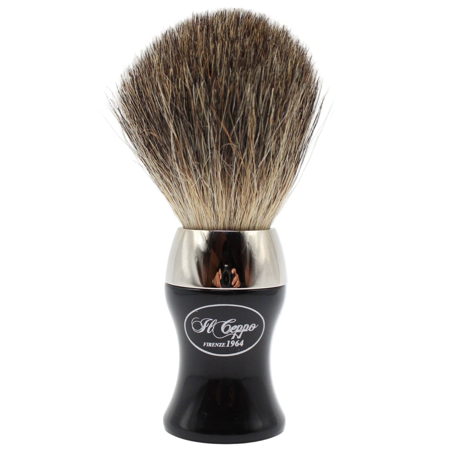 Il Ceppo Silver Black Handle Pure Badger Bristle Shave Brush
