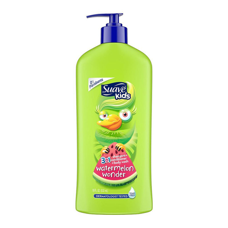 Suave Kids Shampoo + Conditioner + Body Wash, Watermelon Wonder, 3 In 1 18 Fl Oz