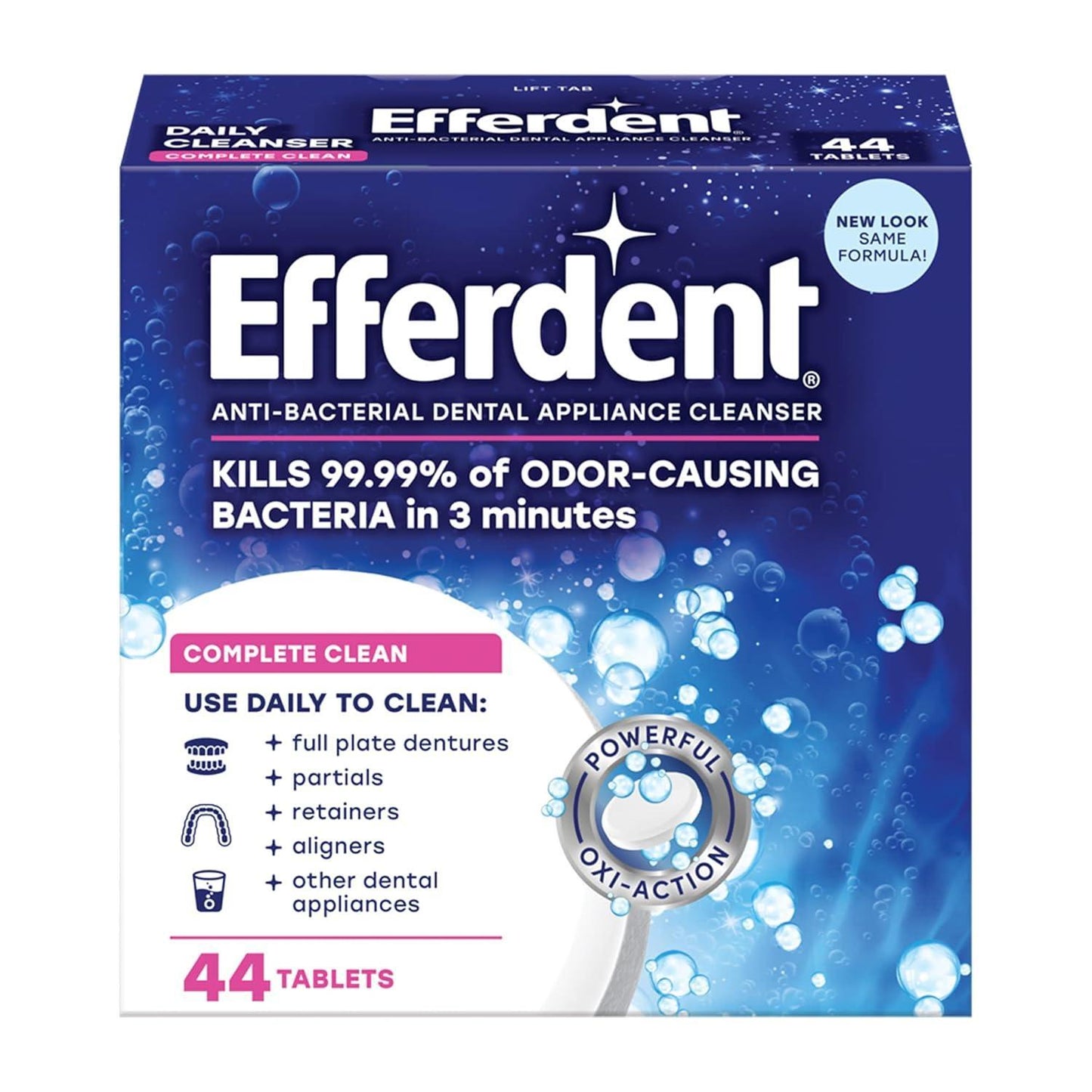 Efferdent Denture Cleanser, Anti Bacterial, Tablets