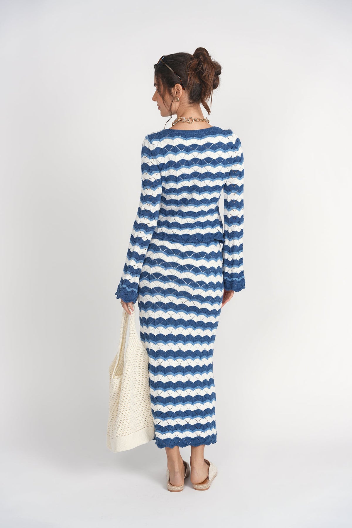 Making Waves Crochet Cardi- Blue