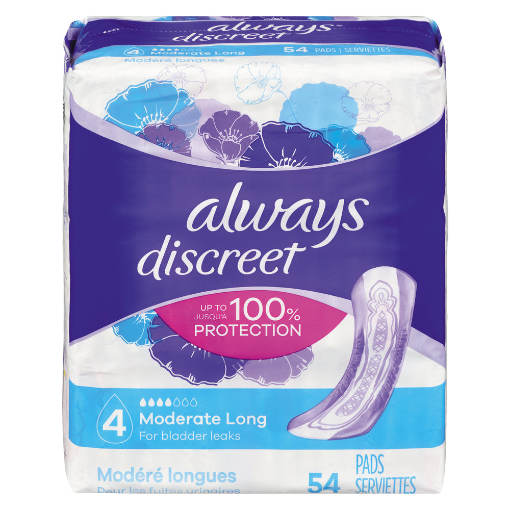 Always Discreet Moderate Absorbency Long Length Incontinence Pads