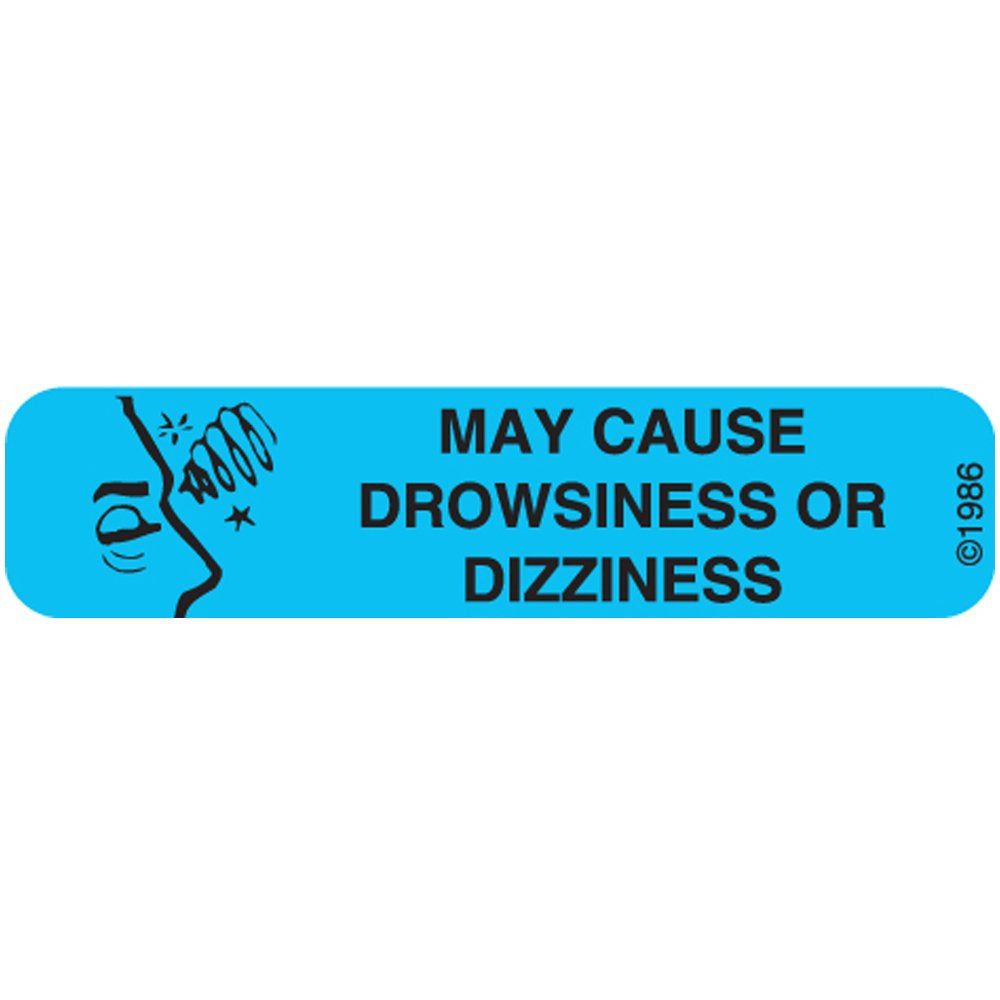 Pharmex Rx Label 15-w Drowsy Dizzy 1000ct Pdn