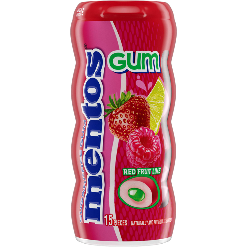 Mentos Gum, Sugarfree, Red Fruit, Lime