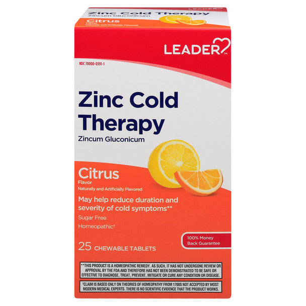 Leader Zinc Cold Therapy, Citrus, Chewable Tablets