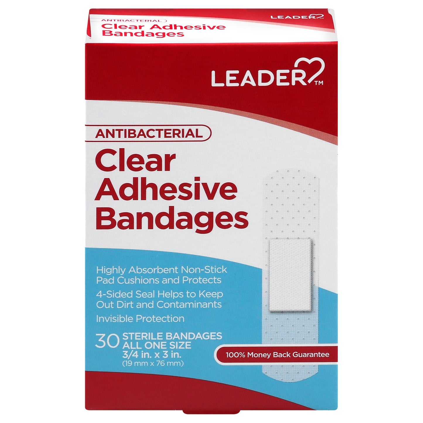 Leader Bandages, Adhesive, Clear, Antibacterial