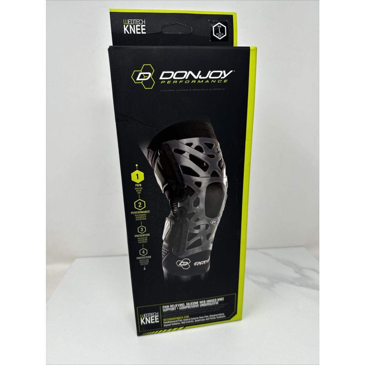 DonJoy Performance WEBTECH Knee Support Brace With Compression Undersleeve: Black, Large