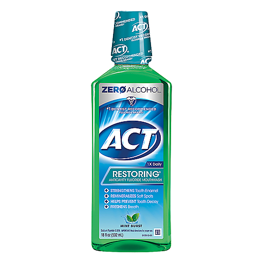 ACT Restoring Anticavity Fluoride Mint Burst Mouthwash 18 Oz