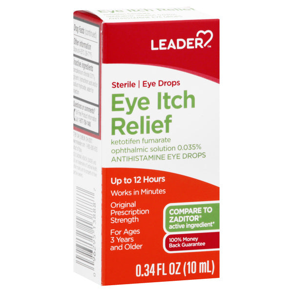 Leader Eye Itch Relief Solution, Drops, 0.34 Oz