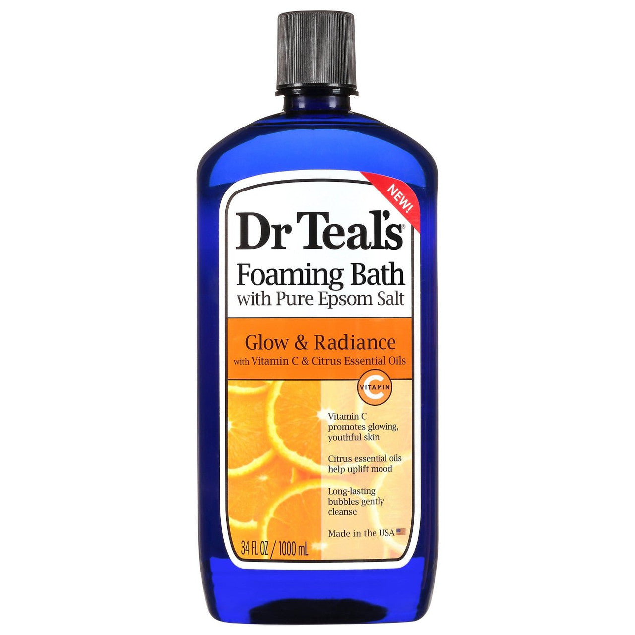 Dr Teal's Glow Radiance Foaming Bath With Pure Epsom Salt 34 Fl Oz Bottle