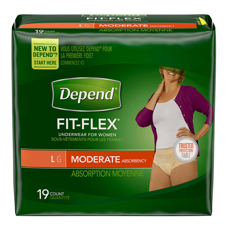 Depend Underwear, Moderate, Large 19 Pr