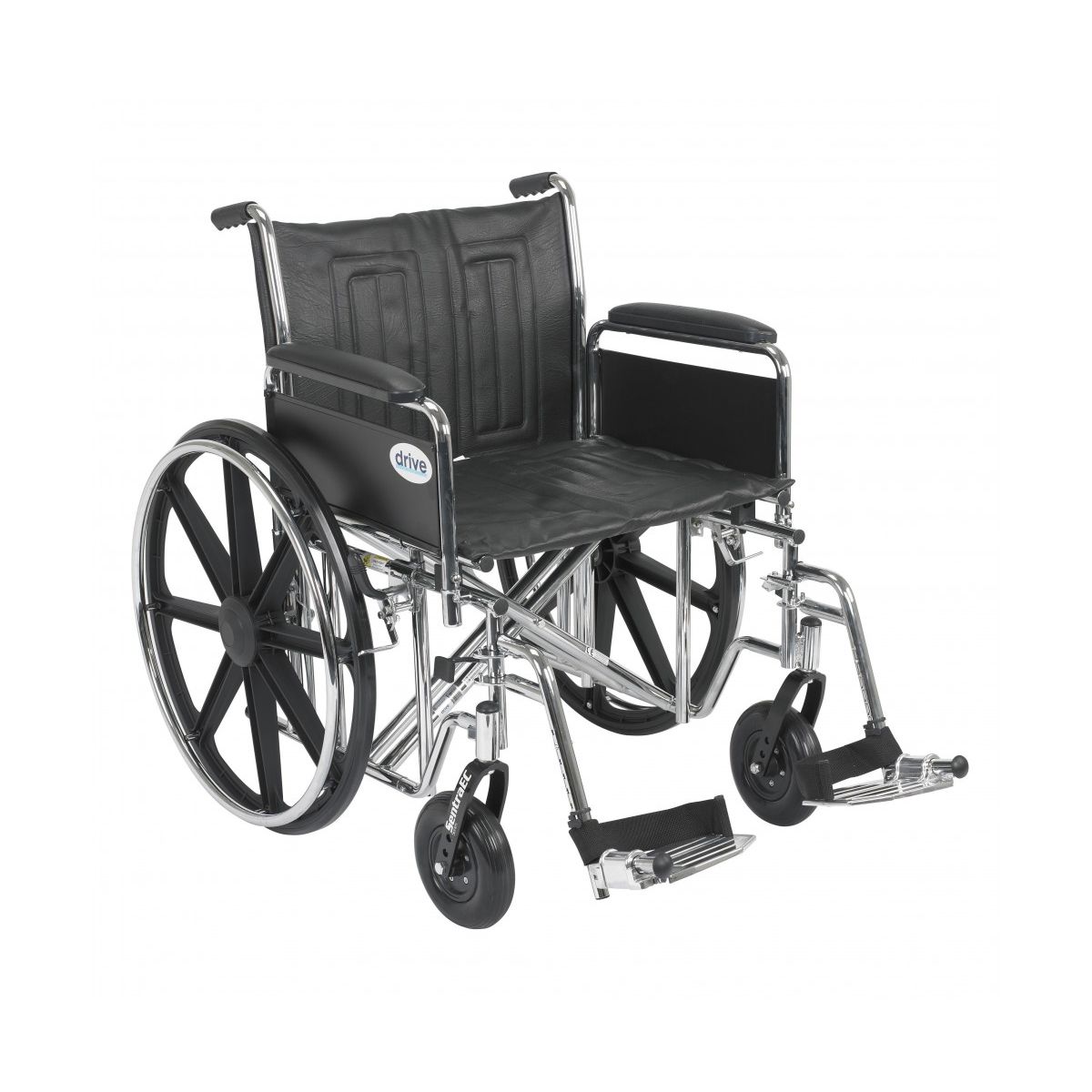 Drive Medical Sentra EC Heavy Duty Wheelchair, Detachable Full Arms, Swing Away Footrests, 22" Seat