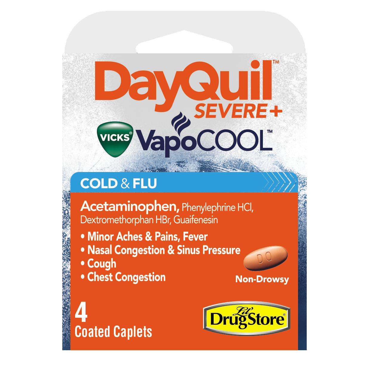Lil' Drug Store Cold & Flu, Vicks Day Quil, Severe, Max Strength, Caplets