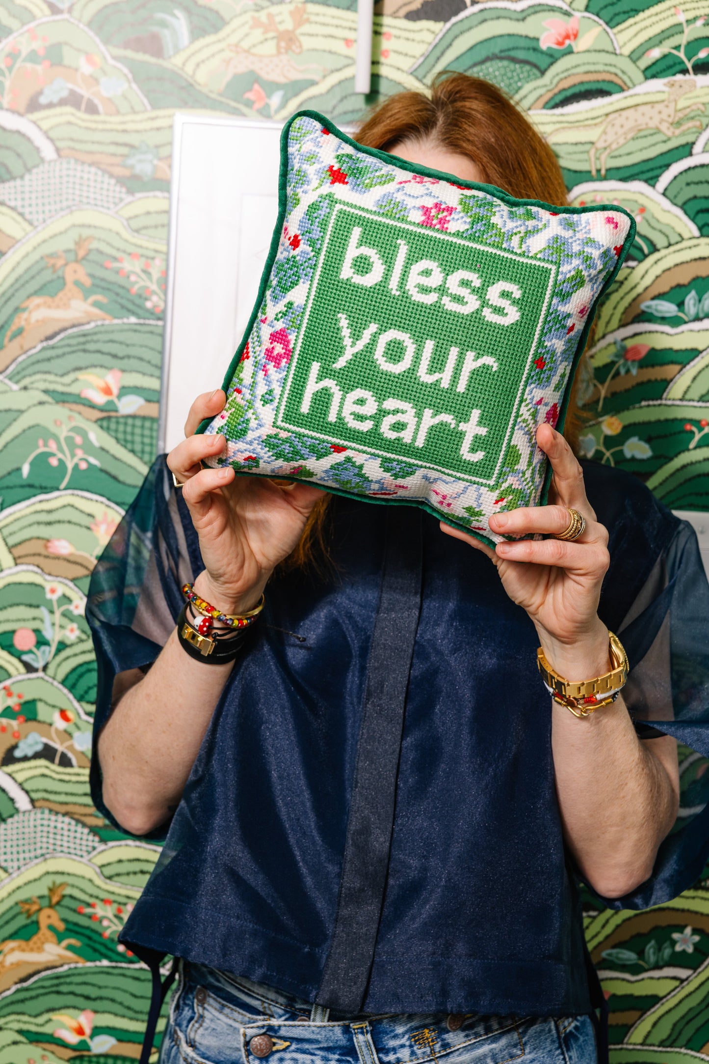 Bless Your Heart Needlepoint Pillow - Osadia Concept Store