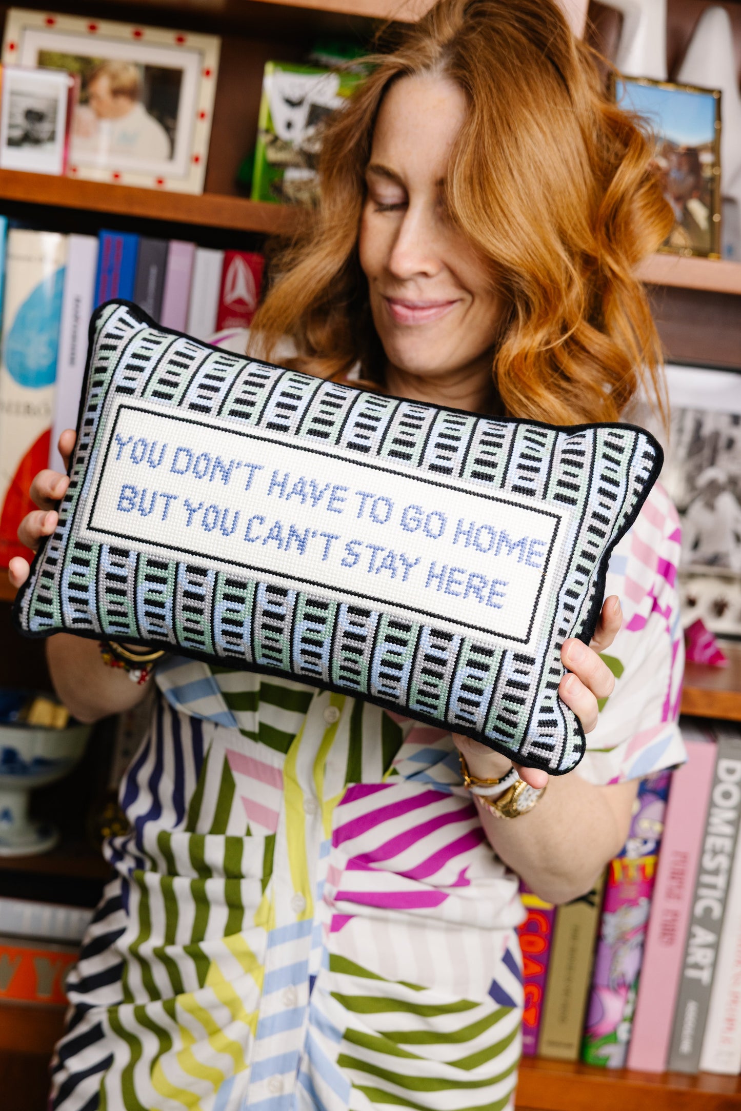 Can't Stay Here Needlepoint Pillow - Osadia Concept Store
