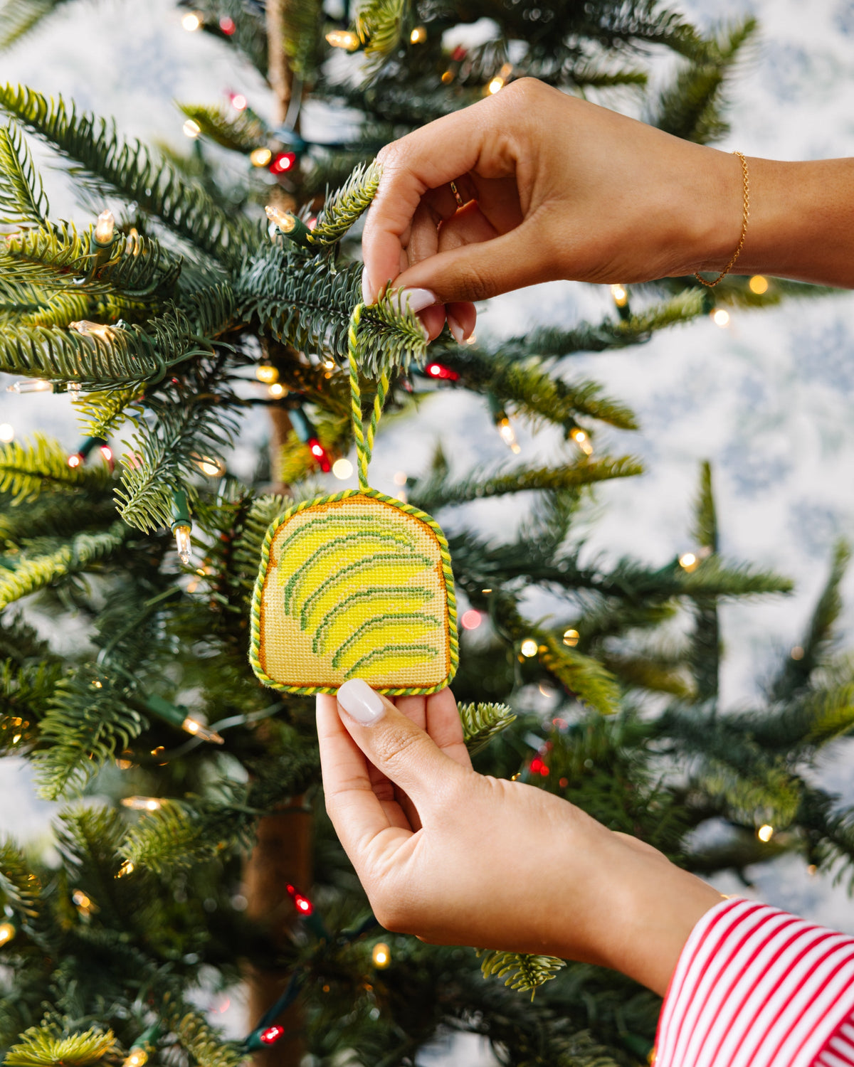 Needlepoint Icon Ornament - Avocado Toast