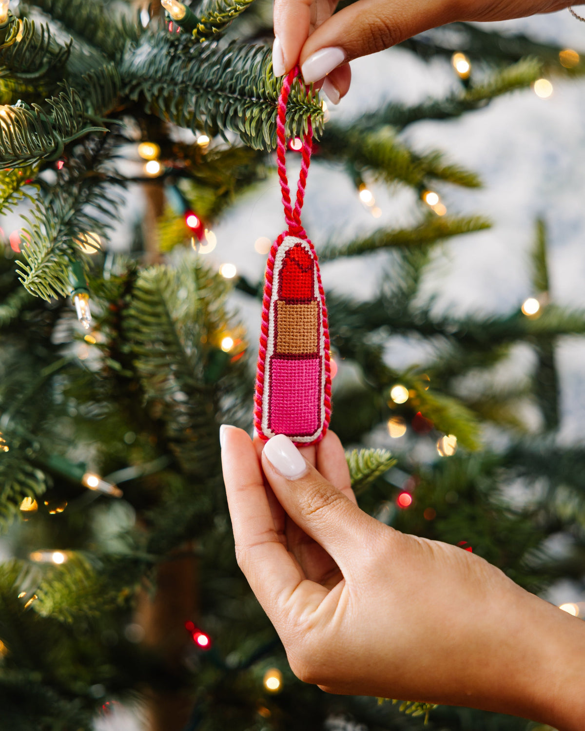 Needlepoint Icon Ornament - Lipstick