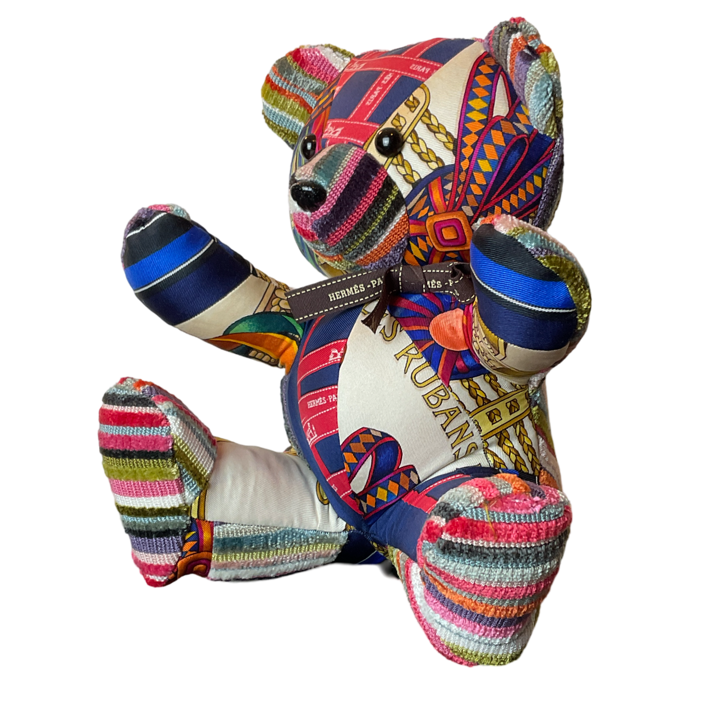 Vintage Silk Scarf Patchwork Teddy Bear
