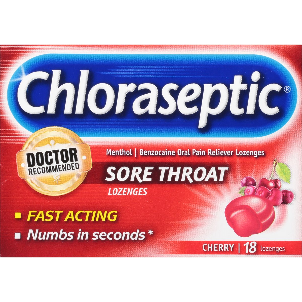 Chloraseptic Cherry Sore Throat Lozenges 18 Ea Box