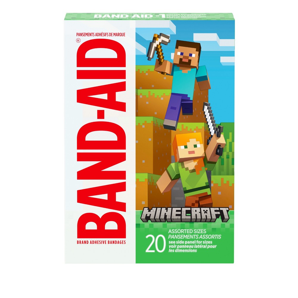 Band Aid Brand Band-Aid Adhesive Assorted Decorative Minecraft Bandages - 20ct