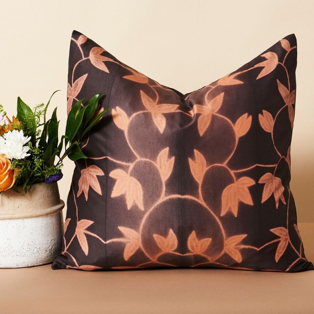 Folio Ebony Handcrafted Shibori Mulberry Silk Pillow