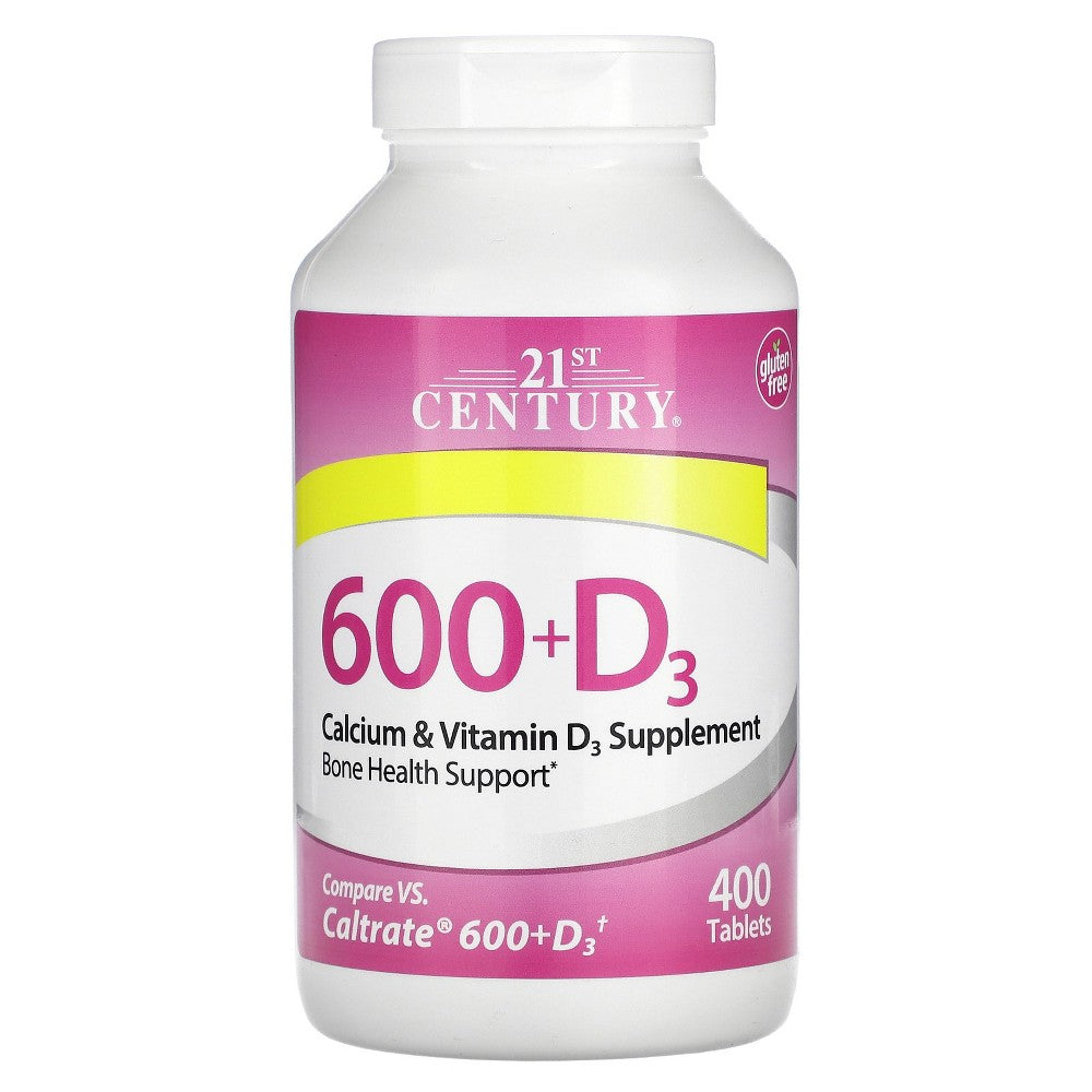 21st Century 600+D3, Calcium & Vitamin D3 Supplement, 400 Tablets