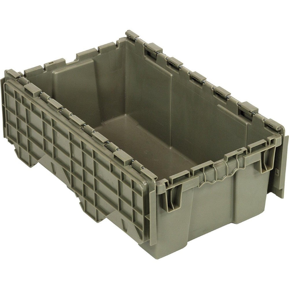 Quantum Storage Systems Attached Lid Container, Gray, 7-1/2"H X 20"L X 11-1/2"W, 1EA