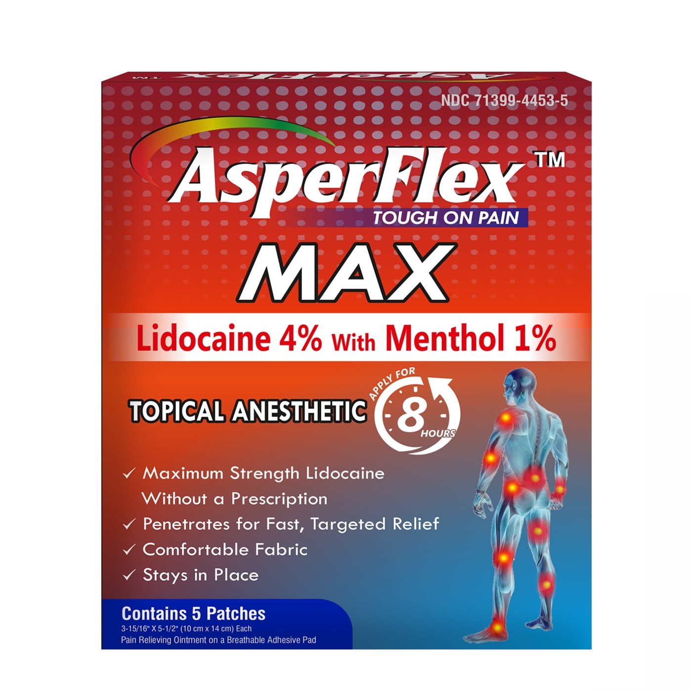 Akron Pharma Asperflex MAX Pain Relief Patch With Lidocaine 4% And Menthol 1