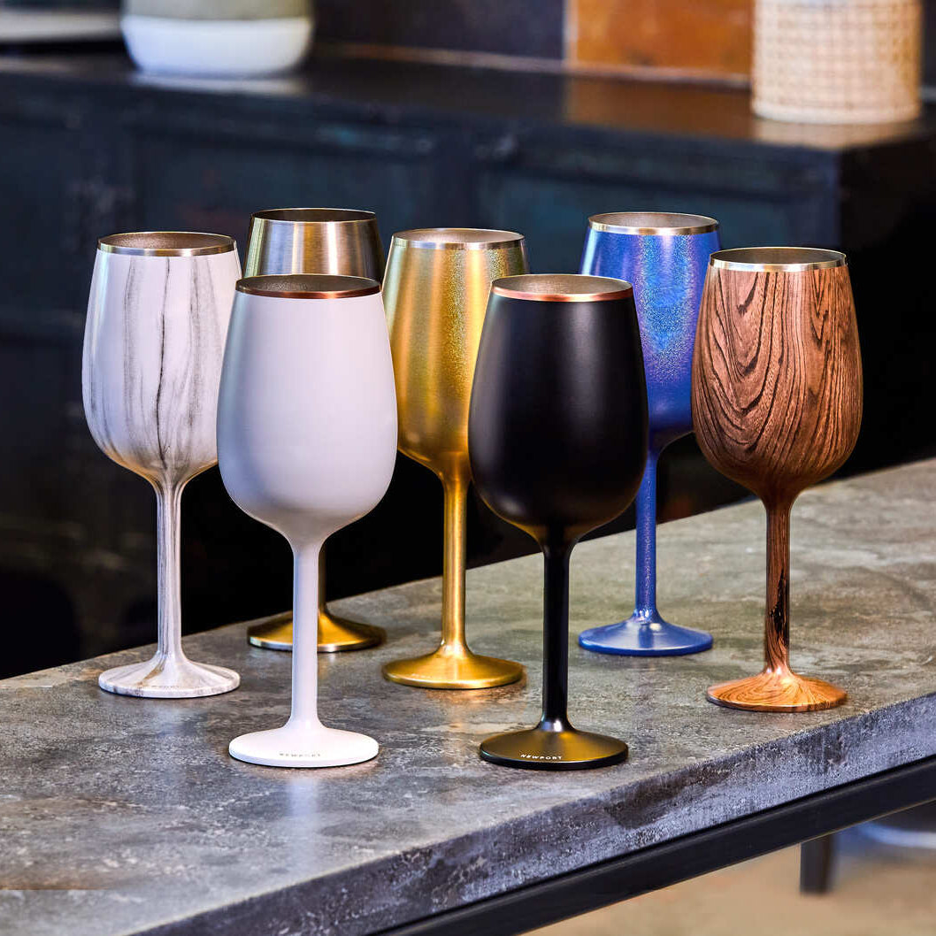 Stainless Steel Stemmed Wine Glass, Marble