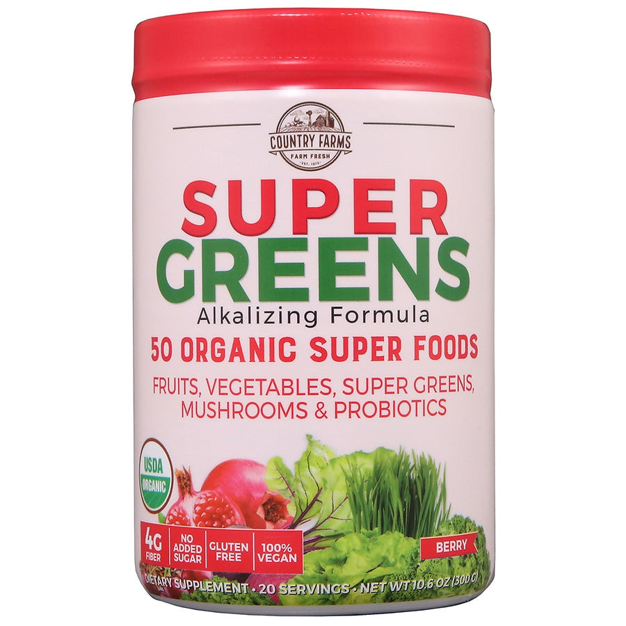Country Farms Super Green Drink, Berry Flavor, 10.6 Ounce