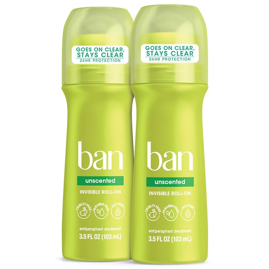 Ban Roll-On Antiperspirant Deodorant, Unscented 3.5 Oz