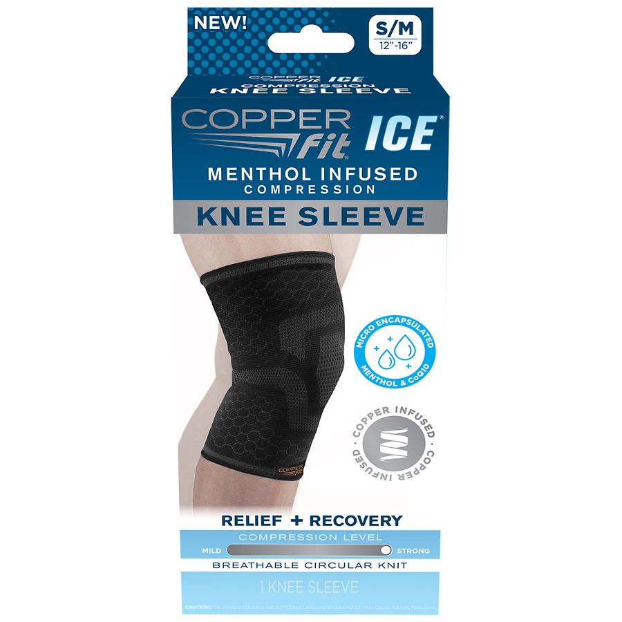 Copper Fit ICE Knee Sleeve Infused With Cooling Action & Menthol - S/M