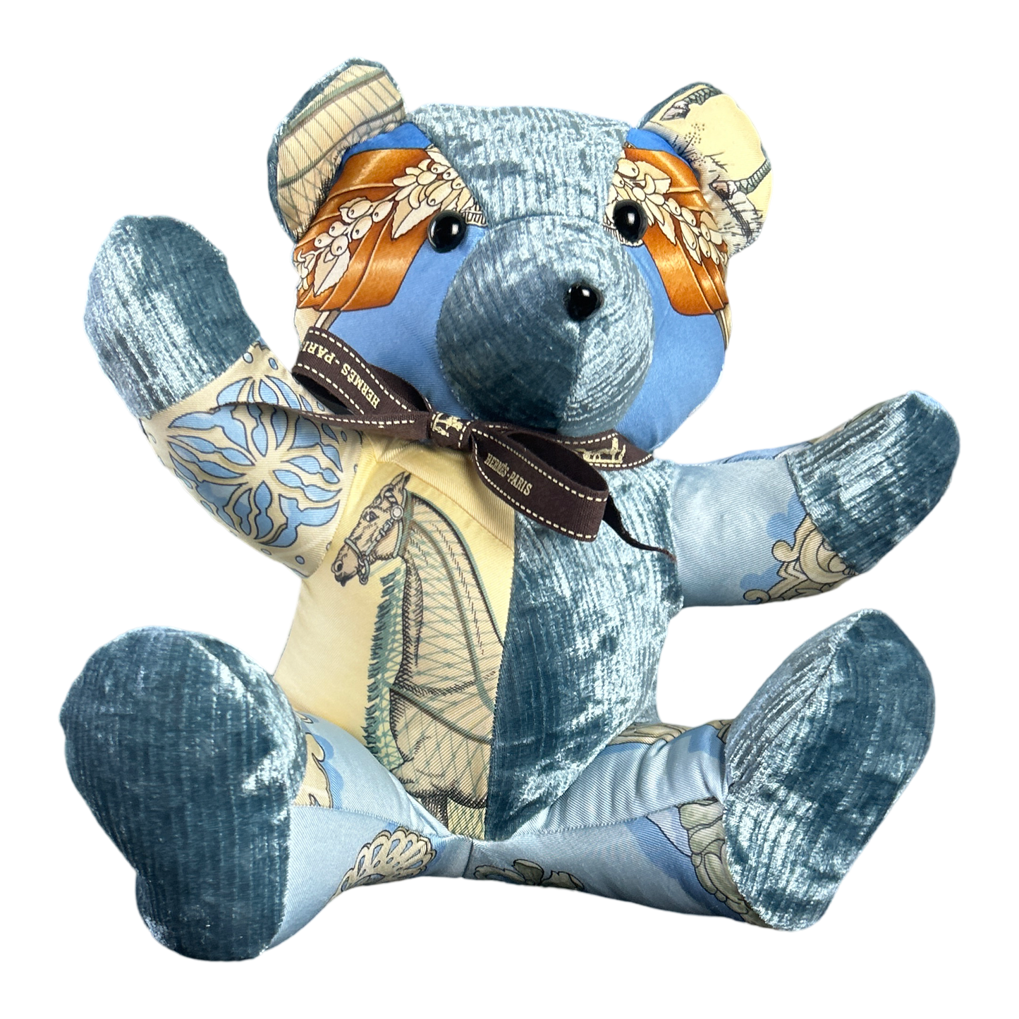 Vintage Silk Scarf Patchwork Teddy Bear