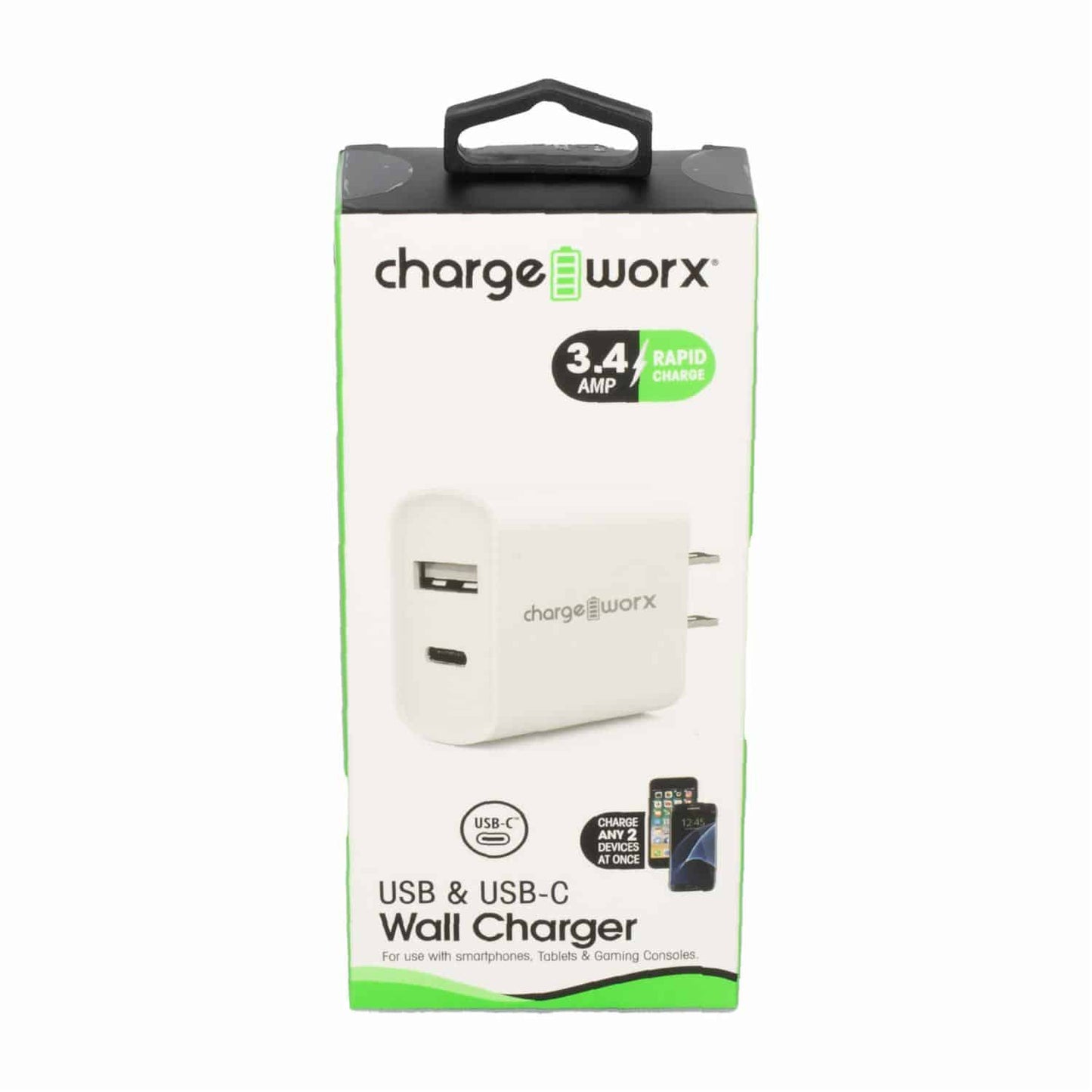 ChargeWorx Dual USB Wall Charger - White