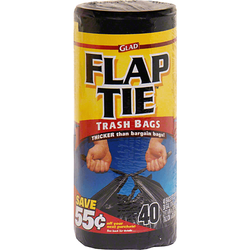 Glad Flap Tie Trash Bags, 30 Gallon