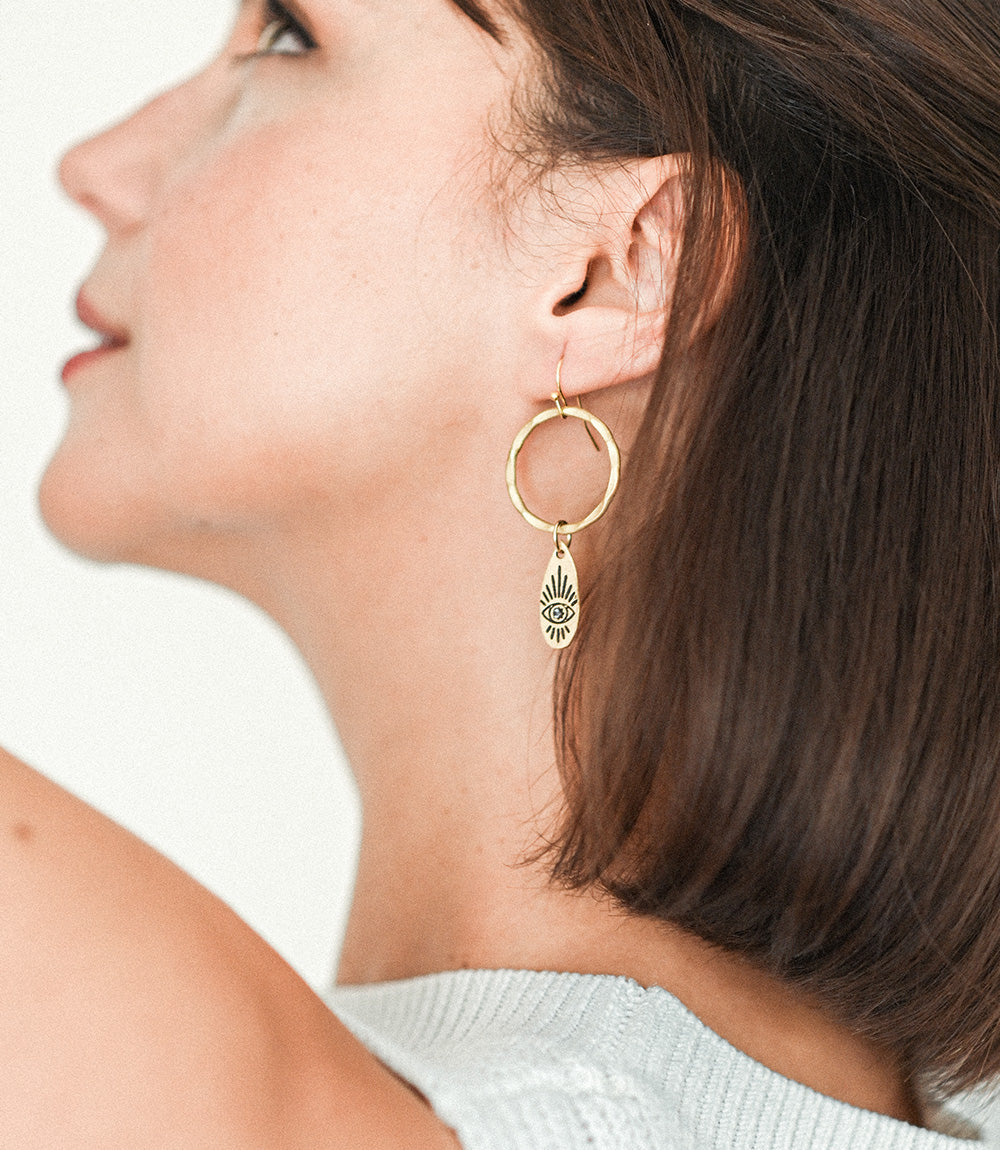 Ruchi Evil Eye Charm Hoop Earrings - Osadia Concept Store