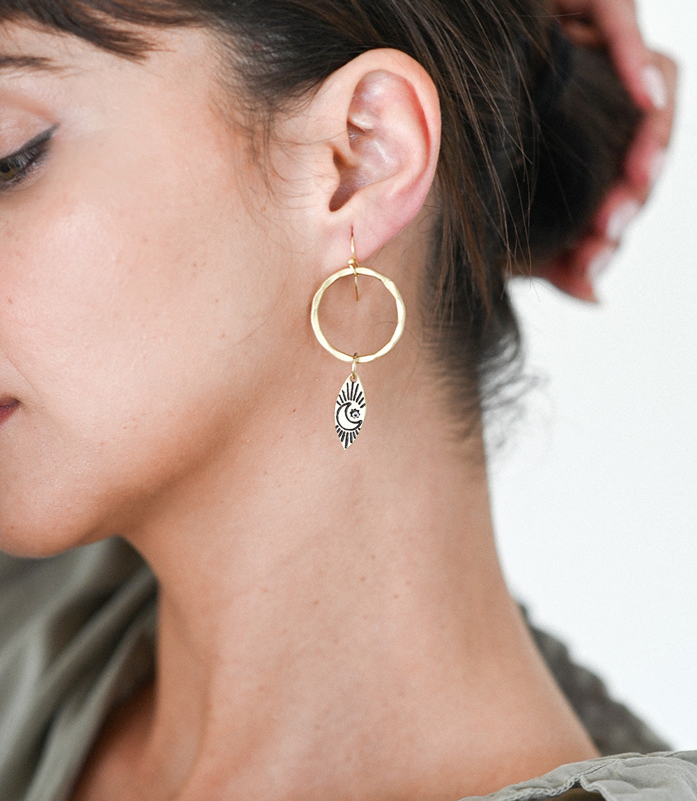 Ruchi Moon Charm Hoop Earrings - Osadia Concept Store