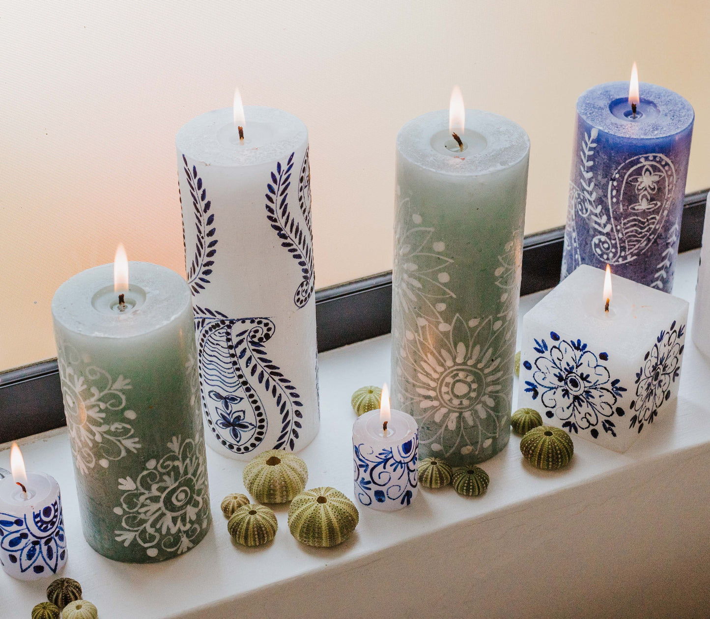 Henna Duck Egg Painted Candles