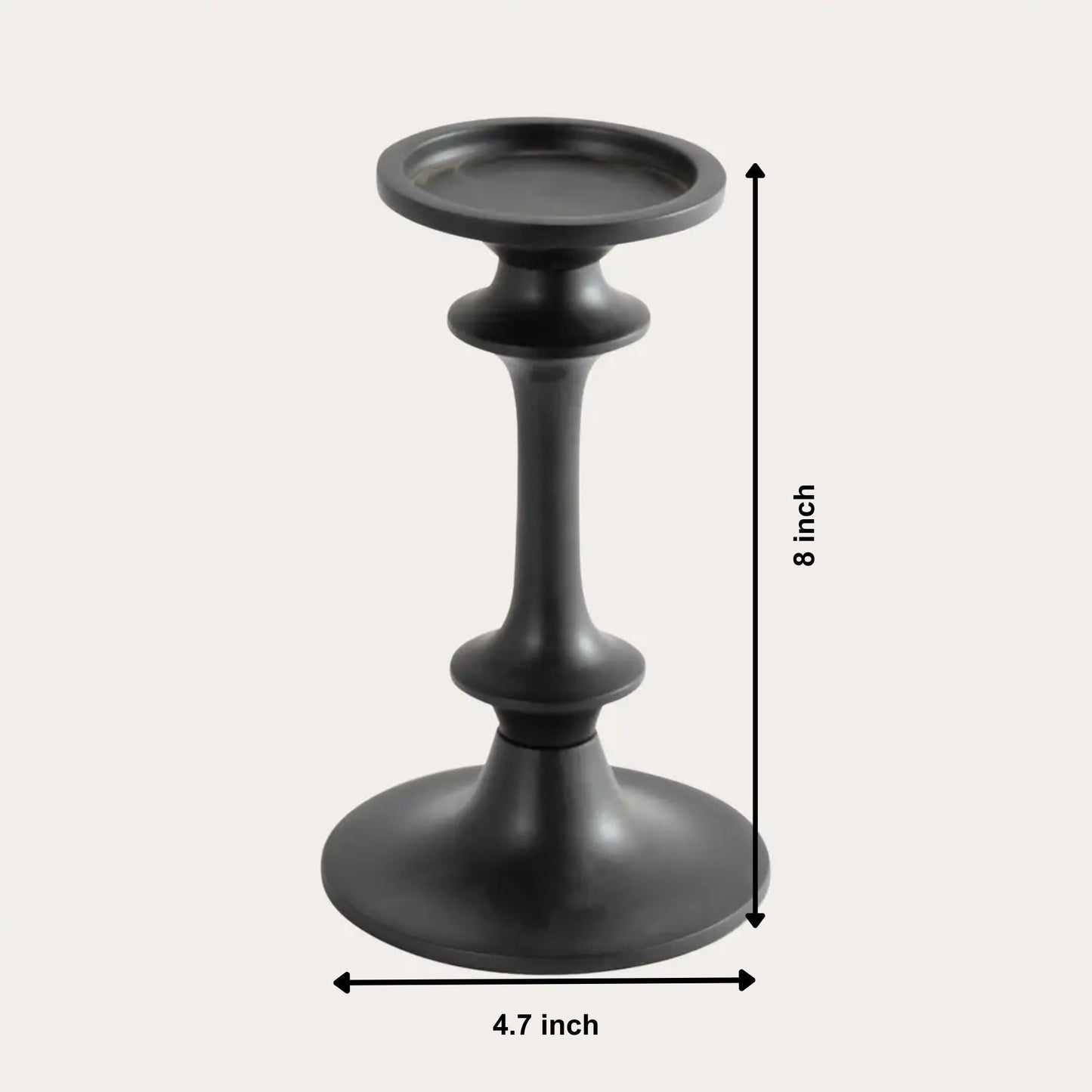 Modern Black Aluminum Candle Holder for Home Decor, 8 Inches