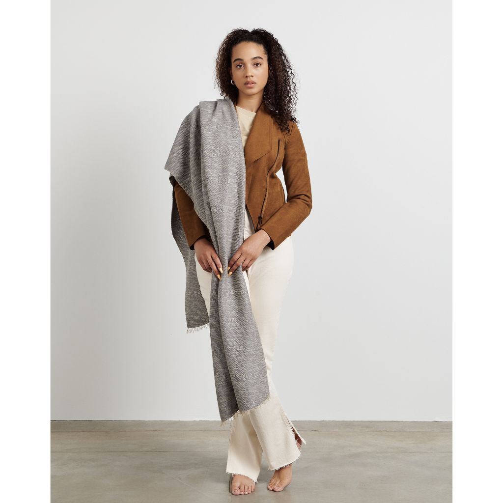 Limestone Gray Soft Cashmere Merino Handloom Scarf
