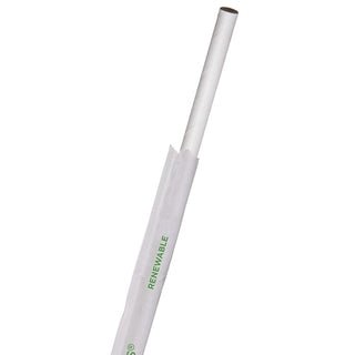 Eco-Products Giant Paper Straw, 9.5 in, White, Wrapped, 8 mm Diameter (QTY 2400), SKU EP-STP98-WHT