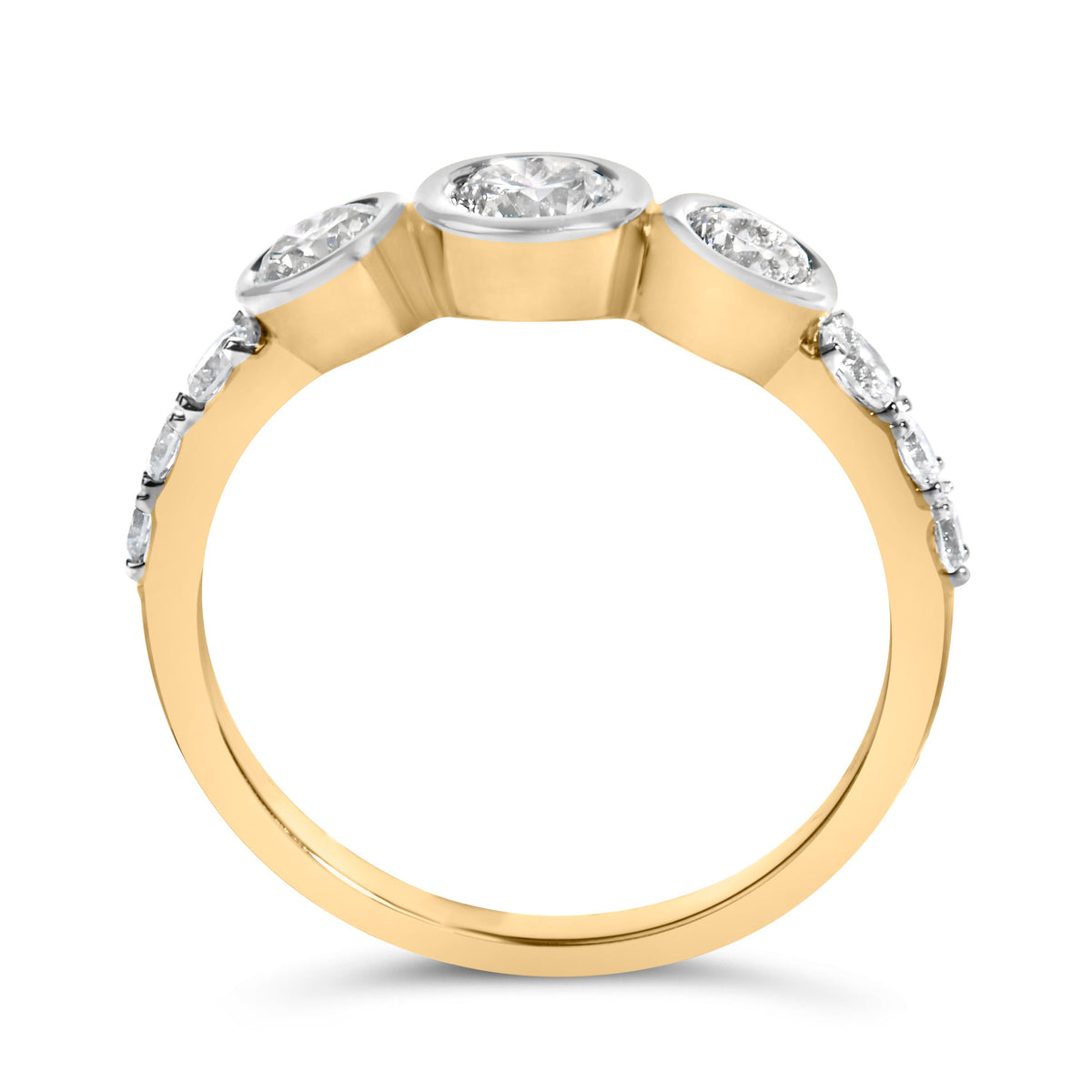10K Yellow Gold Plated .925 Sterling Silver 1.0 Cttw Lab Grown Diamond Bezel Set Ring