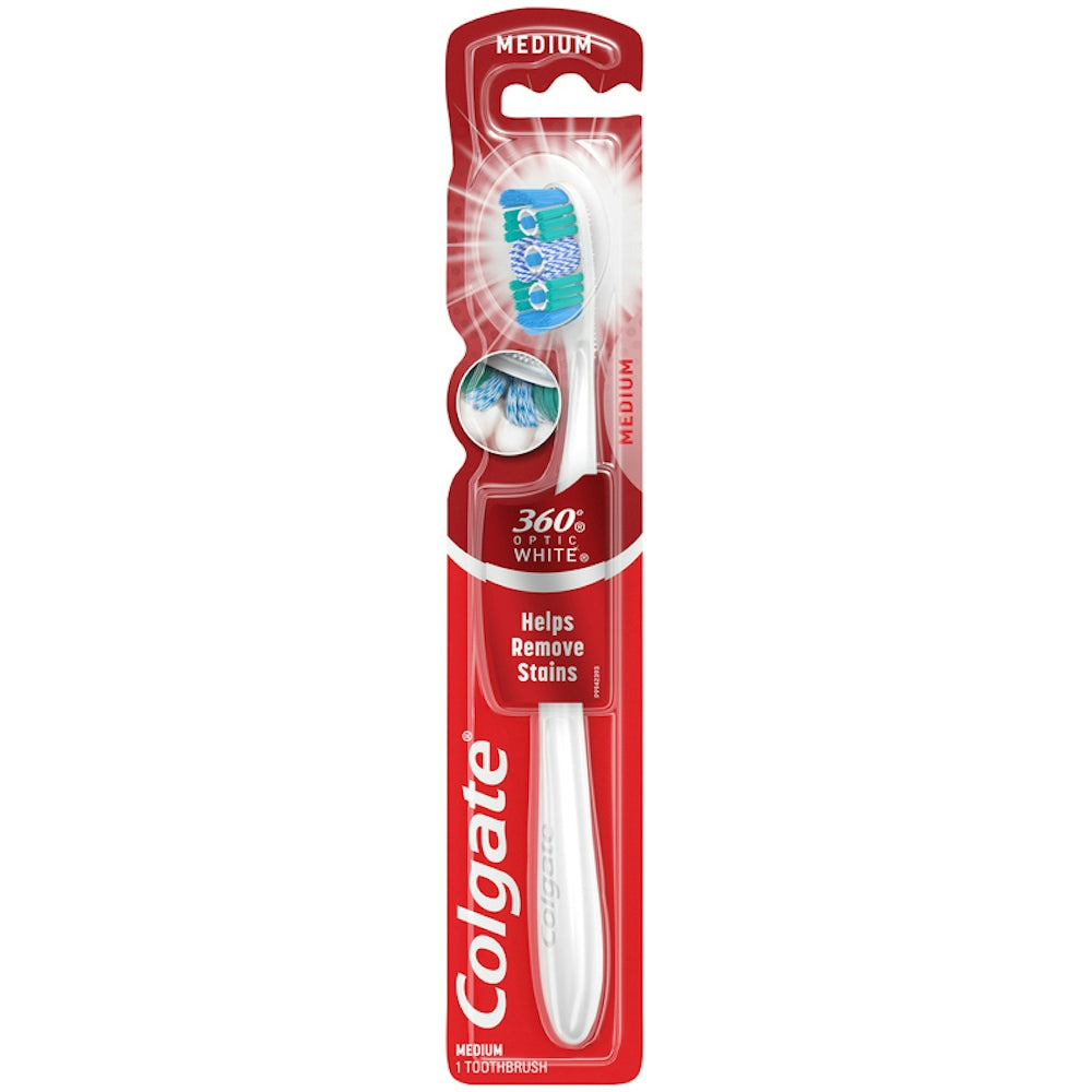 Colgate 360 Optic White Full Head Toothbrush, Medium
