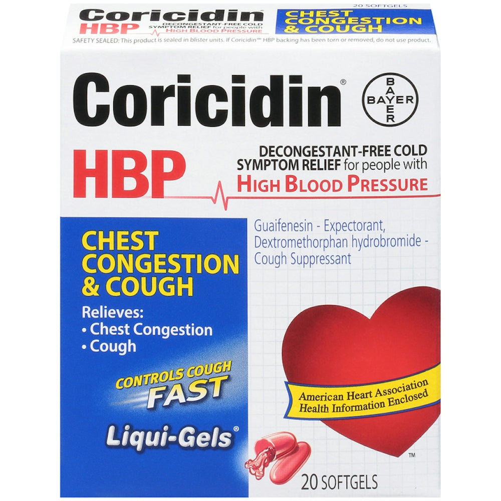 Coricidin HBP Chest Congestion & Cough Liquid Soft Gels