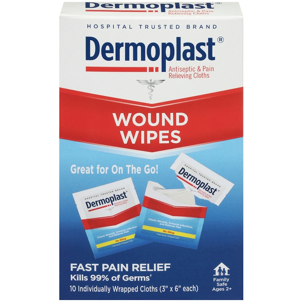 Dermoplast 3-In-1 Medicated First Aid Cloths, Analgesic & Antiseptic Wipes