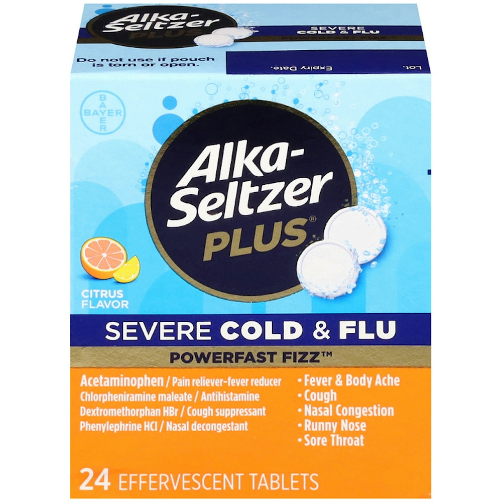 Alka-Seltzer Plus Severe Cold & Flu PowerFast Fizz Effervescent Tablets Citrus Flavor