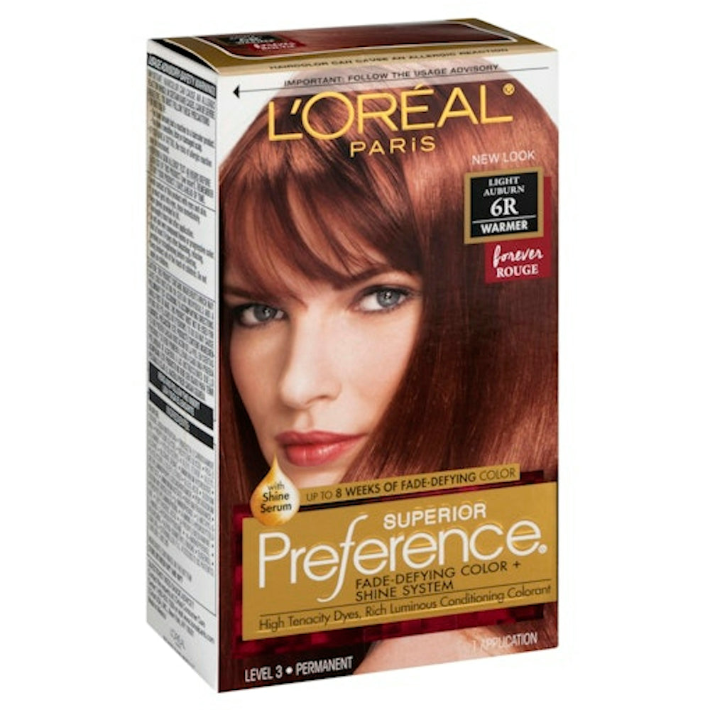 L'Oreal Superior Preference Permanent Hair Color, Warmer, Light Auburn 6R