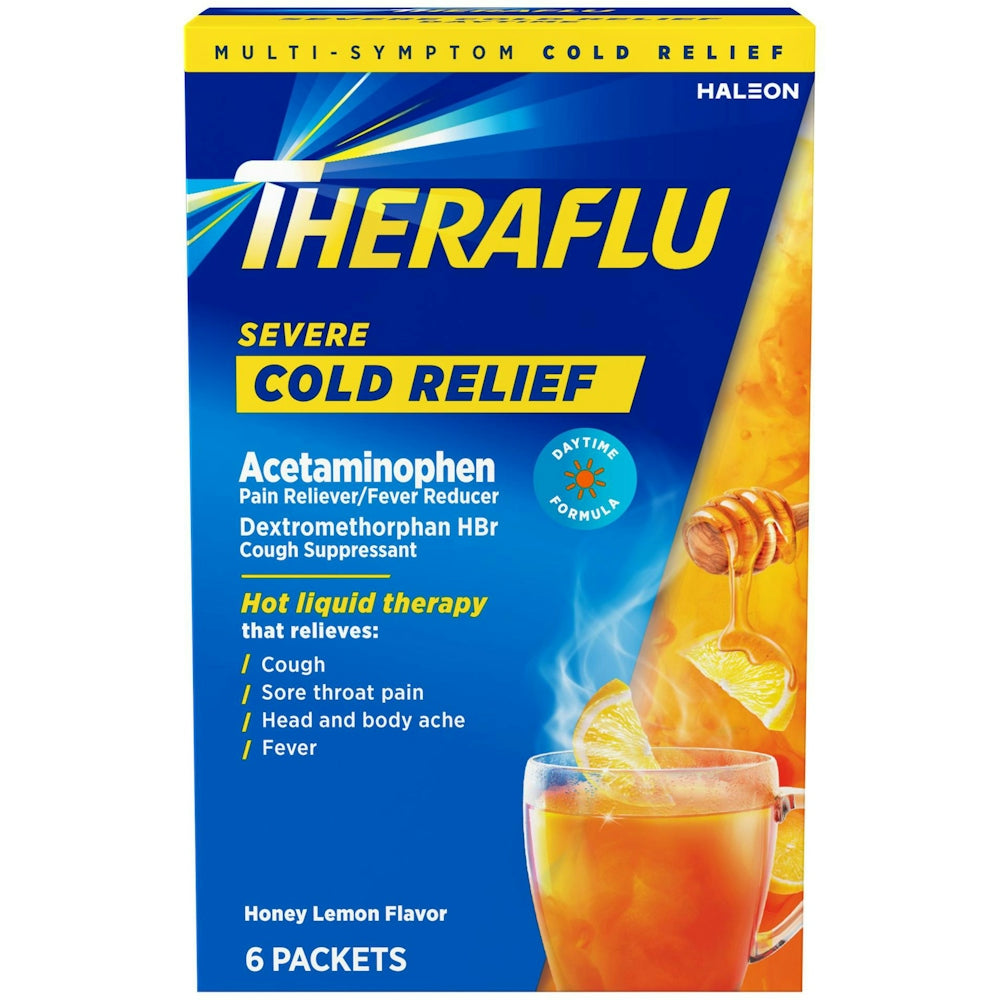 Theraflu Cold Relief, Severe, Honey Lemon Flavor, Packets