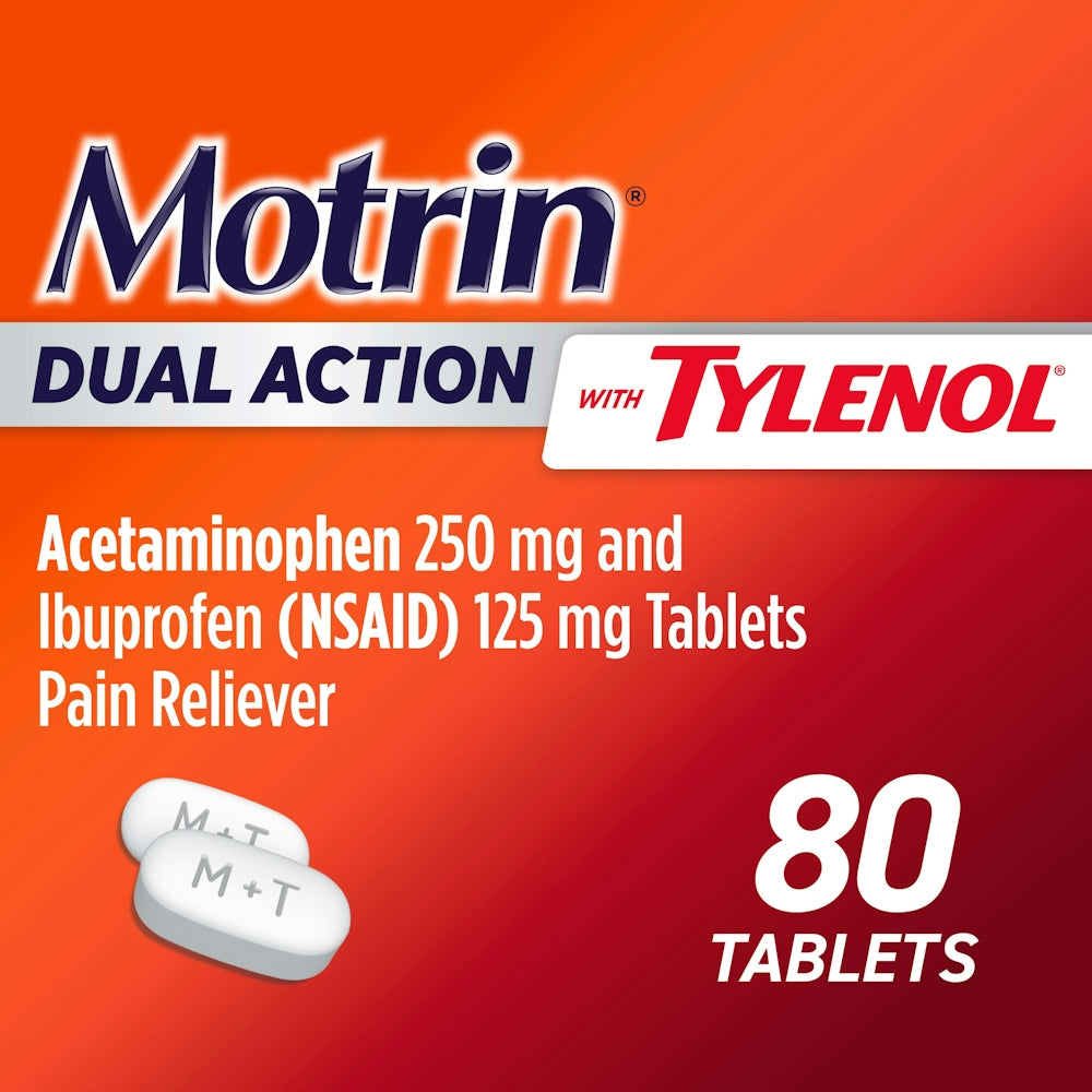 Motrin Ibuprofen + Acetaminophen, Dual Action, Tablets