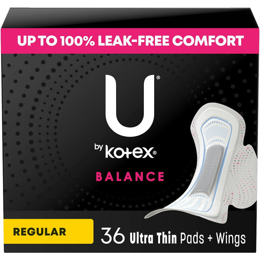 U by Kotex Balance Ultra Thin Regular Pads With Wings - Unscented